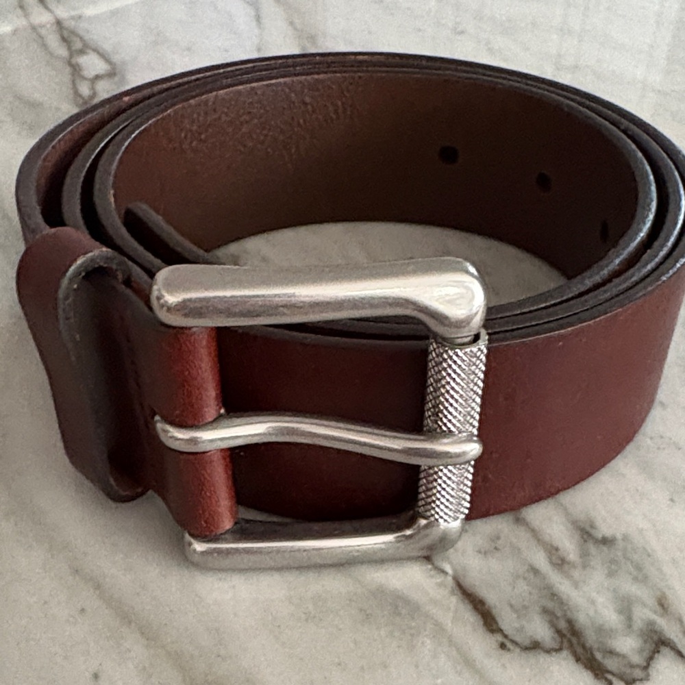 Banana Republic Deep Brown Leather Belt with Silver Buckle